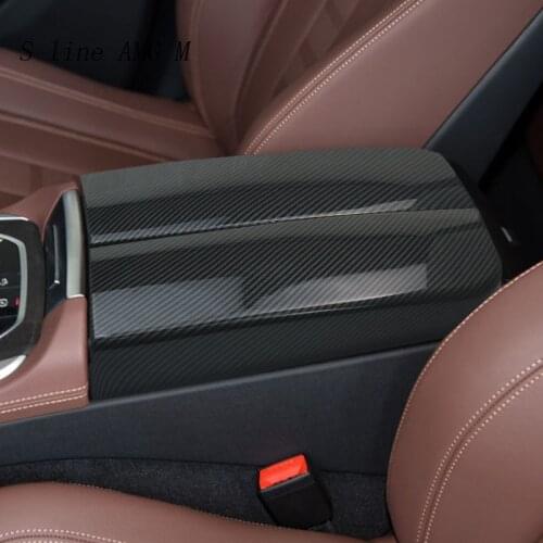 Car Styling Console Armrest Box Panel Cover Sticker and decals Trim For BMW X5 G05 X6 G06 Carbon Fiber Auto Interior Accessories