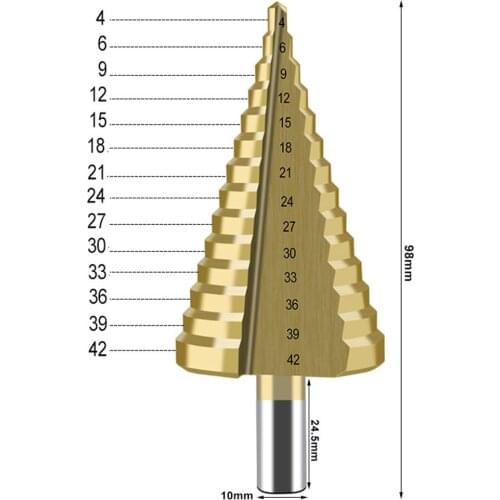 HSS Step Drill Tool 4-42MM 14 Steps Multiple Drill Bits High Speed Steel Hole Cutter DIY Metal Wood Drilling Power Tool