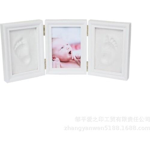 Baby full moon hand and foot prints to commemorate the little feet of the baby handprint photo frame 100th anniversary souvenir