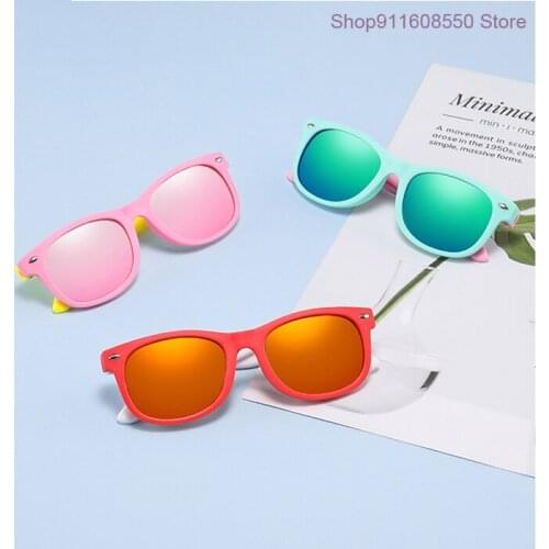 GOZLUGU Kids Sunglasses Childrens Polarized Lens Glasses Girls Boys Silicone Childrens Baby Gift Safety Glasses Mirror UV400