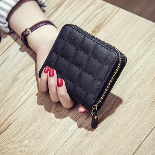 Women Short Wallets Zipper&Hasp Coin Purse Female Plaid Purses Nubuck Card Holder Small Cute Wallet Small Purse Clutch For Lady