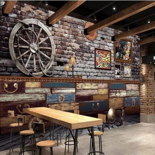 Custom mural 3D retro custom high quality murals wallpaper brick bar KTV backdrop decoration wallpaper