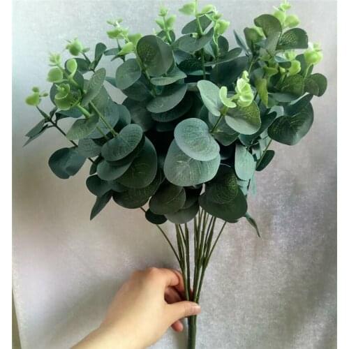 YO CHO Artificial Eucalyptus Leaves Green Plants Fake Money Leaves Bouquet Forest Style Wedding Decor Home Party Plant Decor