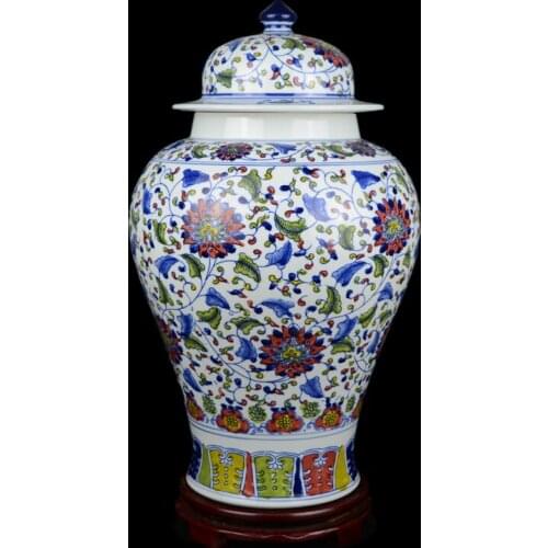 Jingdezhen Hand Painted temple jar Multicolored Blue And White Porcelain Vase Large Chinese Living Room ceramic vase jar