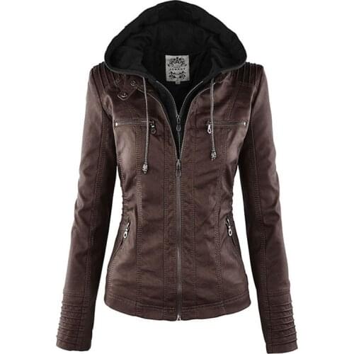 Faux Leather Jacket Women 2021 Basic Jacket Coat Female Winter Motorcycle Jacket Faux Leather Suede PU Zipper Hoodies Outerwear