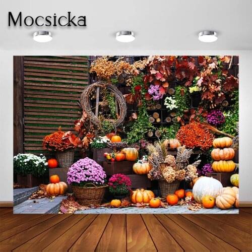 Mocsicka Autumn Thanksgiving Photography Backdrop Fall Pumpkin Harvest Background Party Decoration Baby Portrait Photo Studio