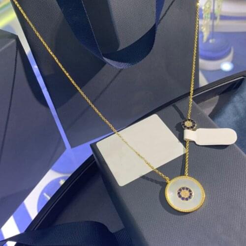 Brand 1:1Fashion Necklace Gold Color Lucky Eye Nacre Coin Pendant Adjustable Necklace Women Brand Jewelry