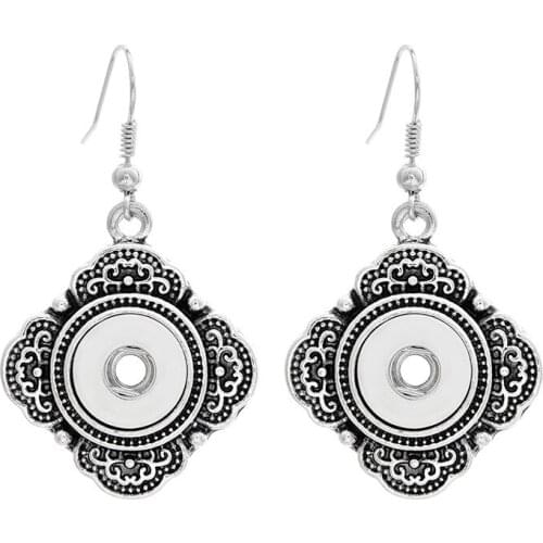 Fashion 1 Pair Vintage Metal Simple Elegant Snap Drop Earrings Fit 12MM Xinnver Snap Buttons DIY Xinnver Jewelry Wholesale ZI013