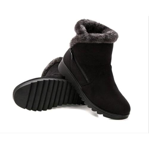 Fashion Womens Snow Boots Warm Short fur plush Winter ankle Boots Platform Ladies boots Women Comfortable Black red