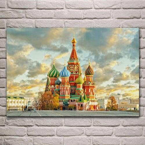 City Moscow The Kremlin St. Basils Cathedral Russia city landscape JZK110 room home wall modern art decor wood frame poster