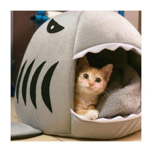 Cartoon Pet Shark For Large Dog Tent Cartoon Pet Cat Litter Puppy Bed Kennel Four Seasons Universal Nest Dog Thick Warm Yurt