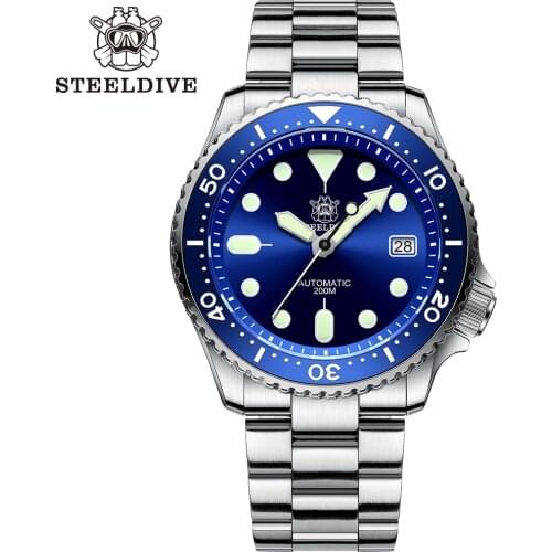 STEELDIVE 1996 Men Mechanical Watch Men Steel Dive Watches NH35A Automatic Watch Mens C3 Luminous Stainless Diver Watches 200m