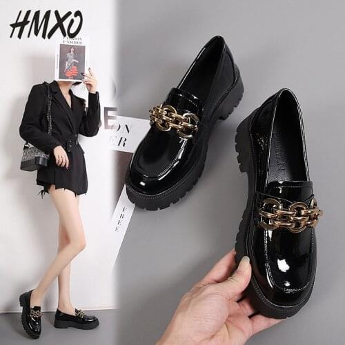 HMXO New Fashion Mens Shoes British Thick-Soled Thick-Heeled Black Single Shoes Personality Comfortable Work Shoes