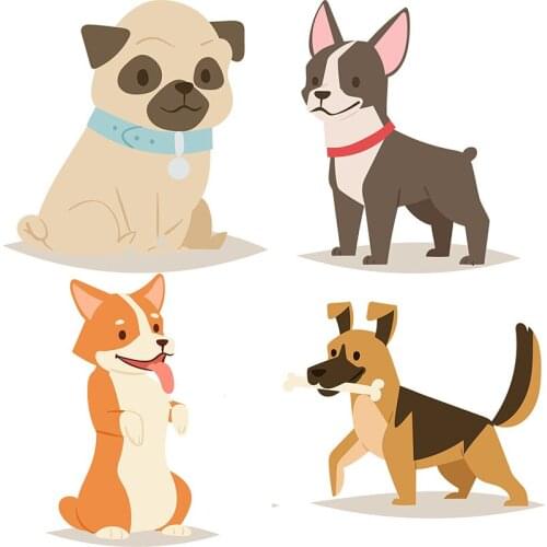 Three Ratels QC443 Lovely Dog Cartoon wall stickers for kids animal sticker laptop decal