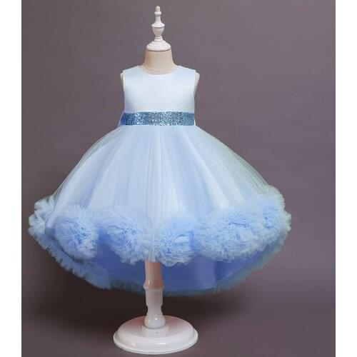 New Hot-Selling Princess Dresses Lace Flower Puffy Skirt Girl Sleeveless Tail Piano Performance Dress Children Dresses Vestidos