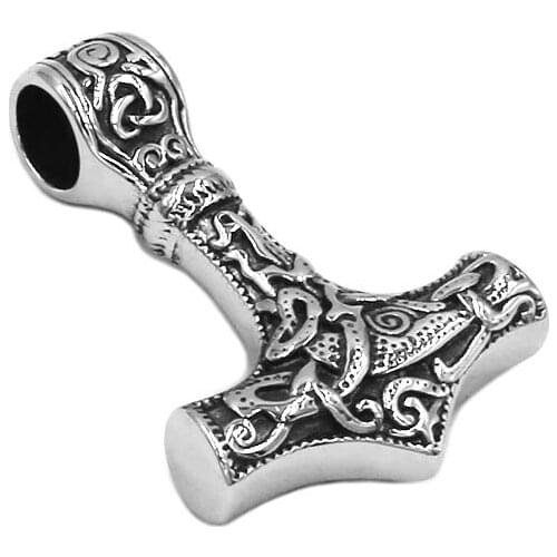 Wholesale Norse Viking Axe Biker Pendant Thor Hammer Pendant Stainless Steel Jewelry Celtic Knot Biker Mens Pendant 494B