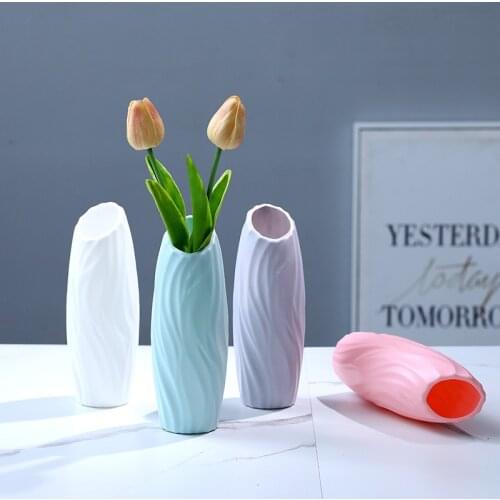 Plastic Flower Vase Home Decorations Anti-fall Anti-ceramic Vase Milky White Flower Pot Nordic Style Flower Basket Wedding Decor