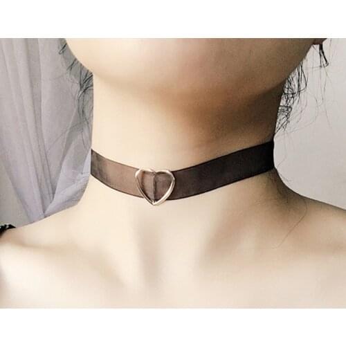 Sale 2020 Fashion Black Pink Cloth Lace Love Heart Choker Necklaces For Woman Jewelry Bijoux Valentines Day Loves Gift