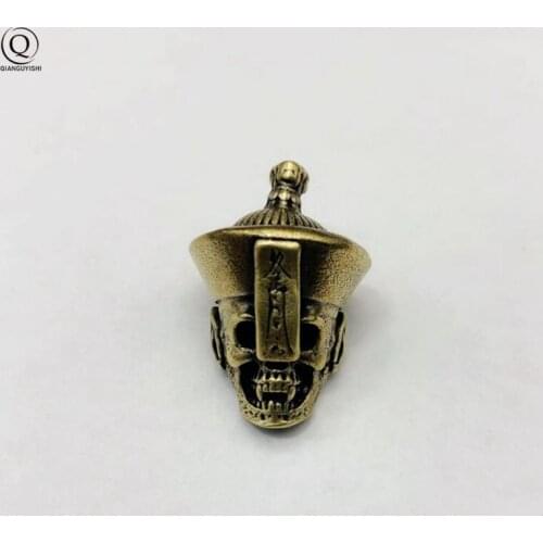 Retro Brass Zombies Handmade Umbrella Rope Y Hole Lanyard Beads Punk Keychains Pendant DIY EDC Outdoor Tool Knife Bead Hangings