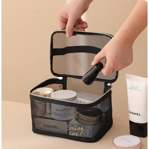 Mesh Cosmetic Makeup Bags Travel Cosmet Storag Bag Mesh Zipper Pouch Travel Bag Organizer Travel Accessories