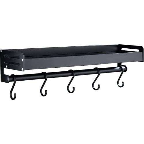 Nordic Black Space Aluminum Kitchen Condiment Storage Rack Kitchen Shelf Wall-Mounting Spice Rack kitchen appliances