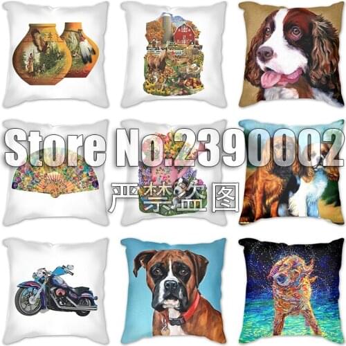 Dog military cartoon castle lion bird flower Linen Pillow Case 45X45 Decorative Cushion Cover Sofa Cushion Throw Pillow Cover