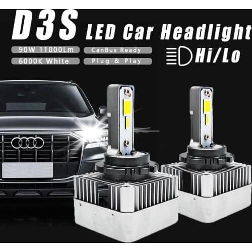 LED Car Headlight D3S For A7 A8 A8 Q3 S4 S5 ATS CanBus No Error 90W 11000Lm Diode Headlight For Car
