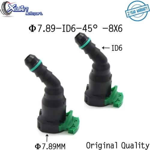 XUAN 2pcs/lot 7.89mm 7.89 ID6 45 degree 5/16 Fuel Pipe Joint Fuel Line Quick Connector Fitting Gasoline Filter Connector for car