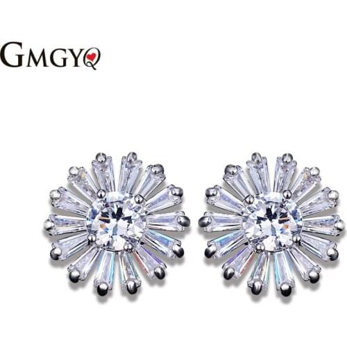 GMGYQ Aretes De Acero Inoxidable Para Mujer Rose Gold Jewelry Voor Vrouwen Cute Round Stud Crown Earrings Beste Vriend Gift