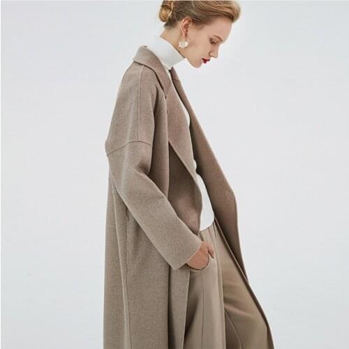 Autumn and winter 2019 new style woolen overcoat cocoon type arge size slim women coats water ripple double-sided wool clothes