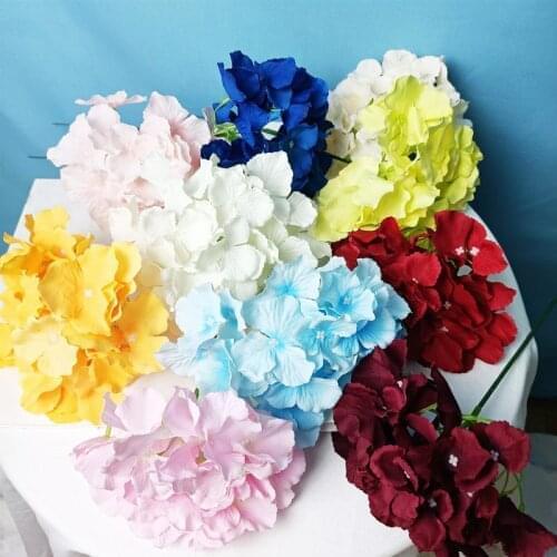 Artificial Silk Hydrangea Flower 1 Bundle Vase for Home Decoration Plastic Fake Flowers Autumn Party Wedding Bridal Bouquet