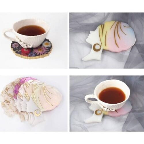 13MC Afro Female Epoxy Resin Mold Tea Mat Human Head Coaster Tray Silicone Mould DIY Art Craft Tool Handmade Table Decoration