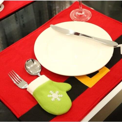 15sets Christmas Table Mat with Knife and Fork Bag Placemat Cloth Pad for Dining Table Set Home Decor Xmas Gifts 45*33cm