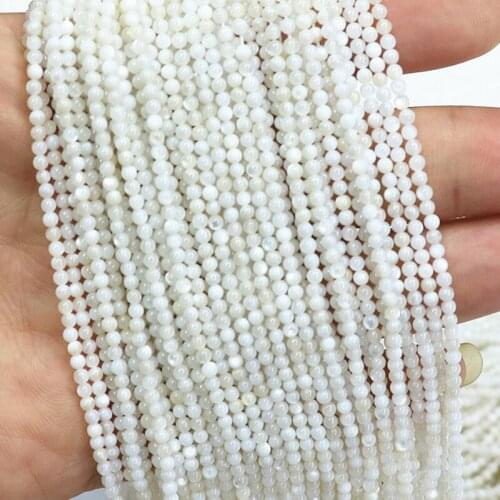 2mm 3mm natural white shell stone round loose spacers accessories beads for jewelry making strand/15inch B401