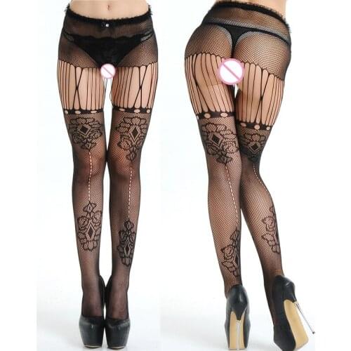 2017 Hot Sexy Women Long Sexy Stockings Pantyhose Mesh Fishnet Stockings black Thigh High Stocking open crotch sexy lingerie 030