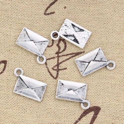 25pcs Charms Letter Envelope 15x11mm Antique Silver Color Pendants DIY Necklace Crafts Making Findings Handmade Tibetan Jewelry