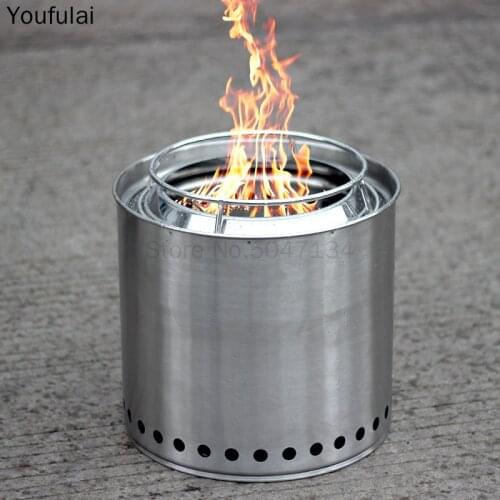 32cm Firewood Stove Outdoor Party Stove Portable Charcoal Fire Camping Stove Stainless Steel Firewood Heating Barbecue Stove 356