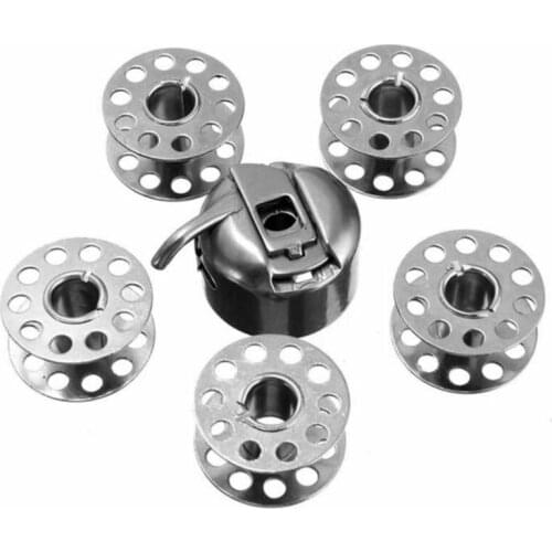 5 bobbin +1 bobbin case sewing machine metal rotating spool sewing thread empty spool household sewing machine accessories