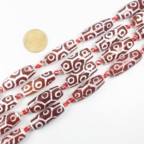 10pcs ,Multi-Style Red10x30mm Dzi Agate Oval Shape Beads,For DIY Necklace Bracelat Jewelry Making