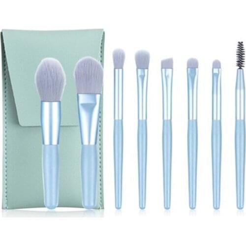 8PCS Professional Blusher Face Powder Eyeshadow Cosmetic Makeup Brush Set w Bag 4 Colors High Quality Nylon Hair