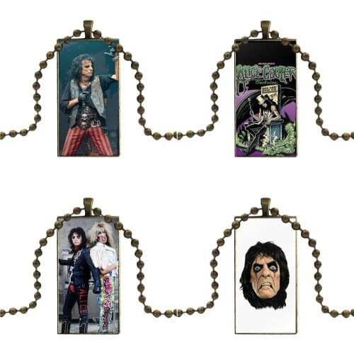 Alice Cooper Heavy Metal For Women Girl Gift Glass Pendant Galaxy Pendant Necklace Women Bronze Plated Necklaces Jewelry