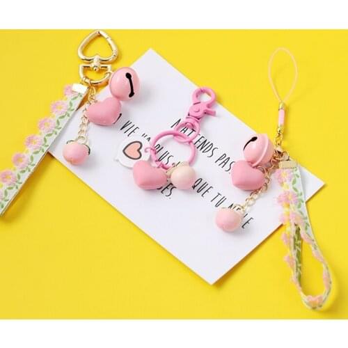 2021 Cute Strawberry Cake Fabric Lace Keychain For Girl Women Key Chains Ring Car Bag Pendent Charm Airpods Accessories D552