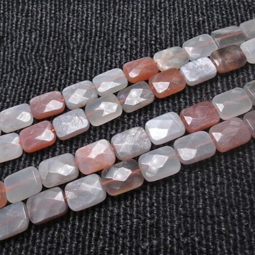 12x15mm/13x18mm Moonstone Beads Rectangle Cuboid Natural Stone Beads For Jewelry Making Beads 15'' Needlework DIY Beads Trinket