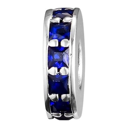 CKK 925 Sterling Silver Jewelry Eternity, Royal Blue Crystal Charms Beads Fits Bracelets For Jewelry Making