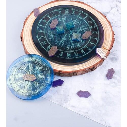Diy Epoxy Mold New Rune Fu Divination Silicone Mold Manual Mirror Disc Accessories