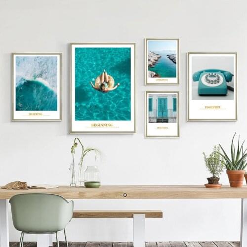 Photography Seascape Picture Home Wall Decor Nordic Canvas Painting Scenery Blue Color Art Posters and Prints for Living Room