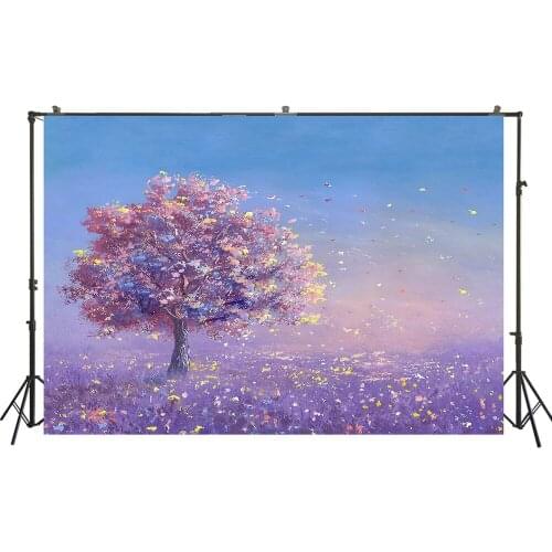 HUAYI Photography Backdrop Watercolor Painted Trees Photo Background Spring Easter Newborns Child Photoshoot Backdrops W-3550