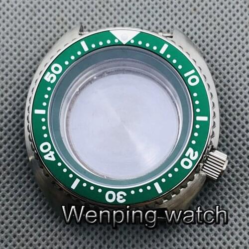 45mm Green Bezel Chapter Ring Silver Stainless Steel Sterile Case Sapphire Crystal Fit NH35 NH36 Automatic Movement
