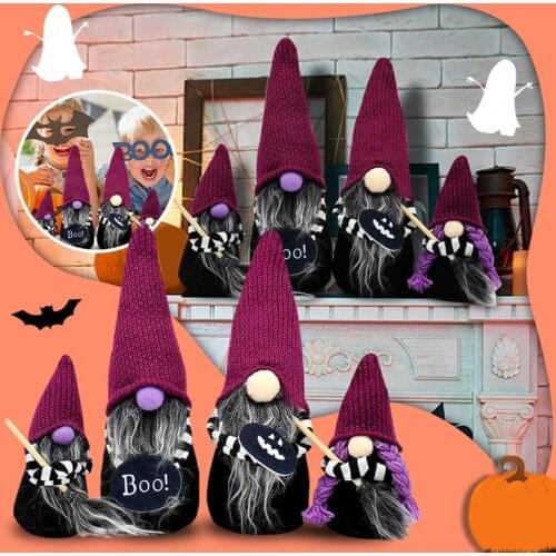 Faceless Doll Eye-catching Wear Resistant Fabric Faceless Witch Dwarf Doll for Home Halloween Dwarf Decor Witch Cloak Hat Doll