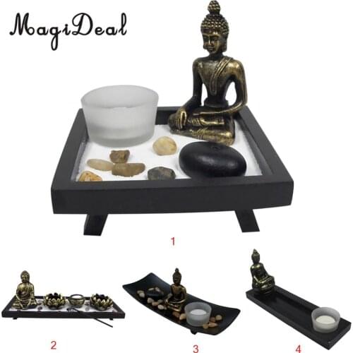 MagiDeal Zen Sand Garden Tea Light Holder Feng Shui Buddhist Candle Incense Decor Traditional Chiese Favor